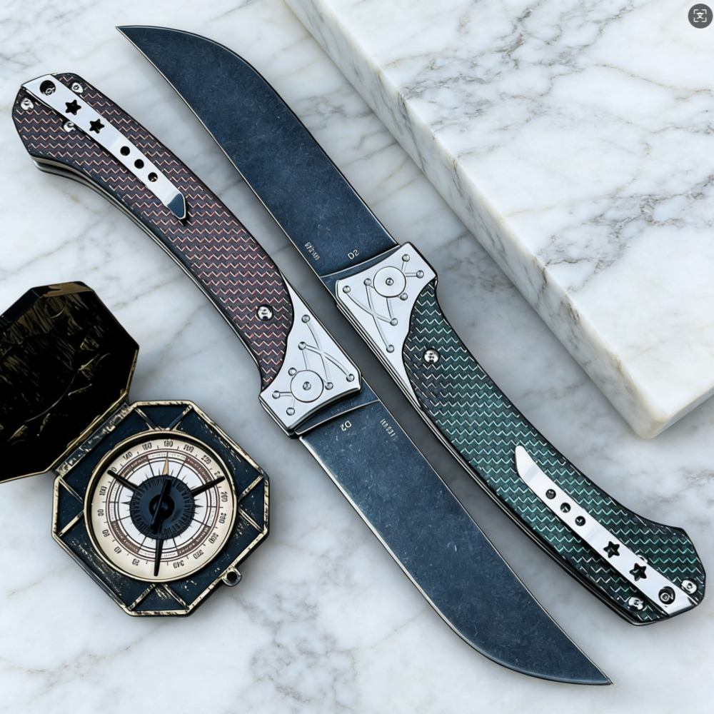Edc Every Day Carry おもちゃ - D2 Steel Folding Knife with Carbon